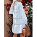 luvamia Denim Dress for Women Babydoll Flowy Cute Jean Shirt Dresses Long Sleeves
