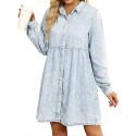 luvamia Denim Dress for Women Babydoll Flowy Cute Jean Shirt Dresses Long Sleeves
