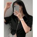 Spring/Summer Casual Double-Zipper Short Sleeve Crop Shirt