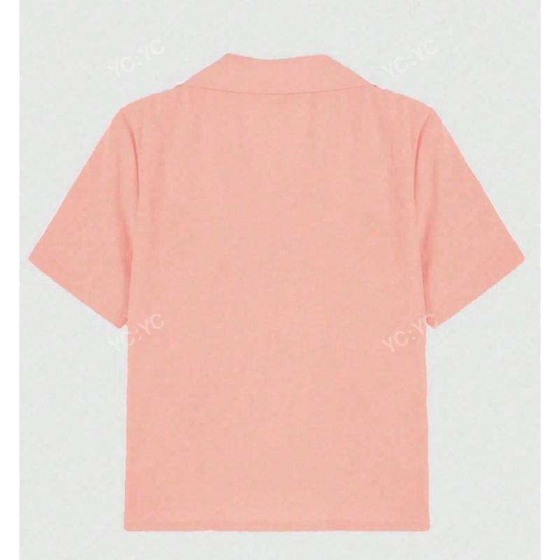 Solid Button Through Shirt For Summer