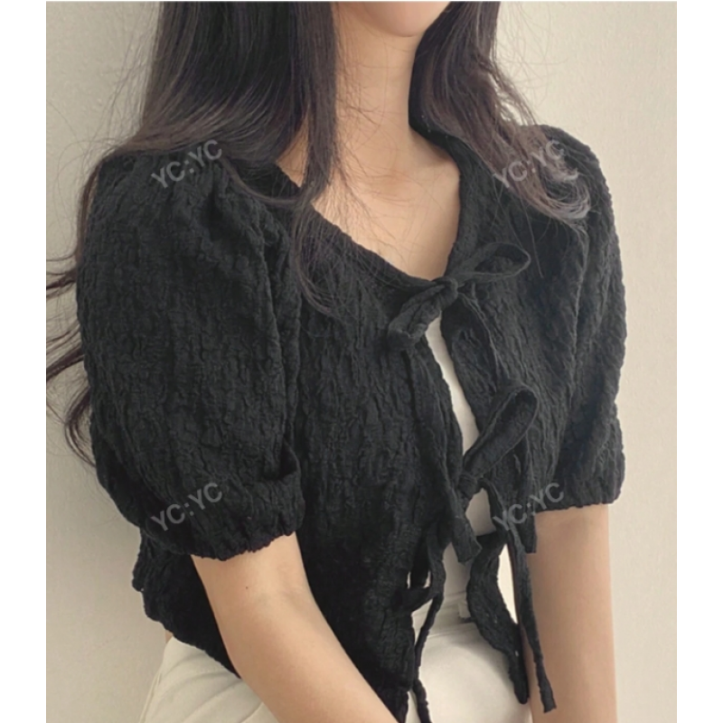 Solid Color Short Tie-Front Women's Cardigan