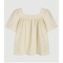 Summer Solid Color Pleated Wide Collar Loose Blouse