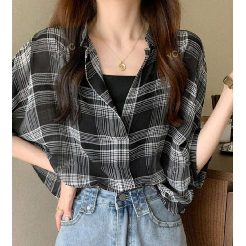 Casual Checkered Print Shirt, Versatile Style
