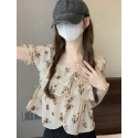 Women's Printed Casual Tie-Front Blouse, Summer
