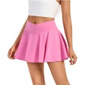 Mini Tennis Skirt Athletic Workout Golf Short Flowy Crossover Pleated Skirts with Pocket Cute Clothes Summer