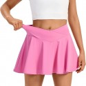 Mini Tennis Skirt Athletic Workout Golf Short Flowy Crossover Pleated Skirts with Pocket Cute Clothes Summer