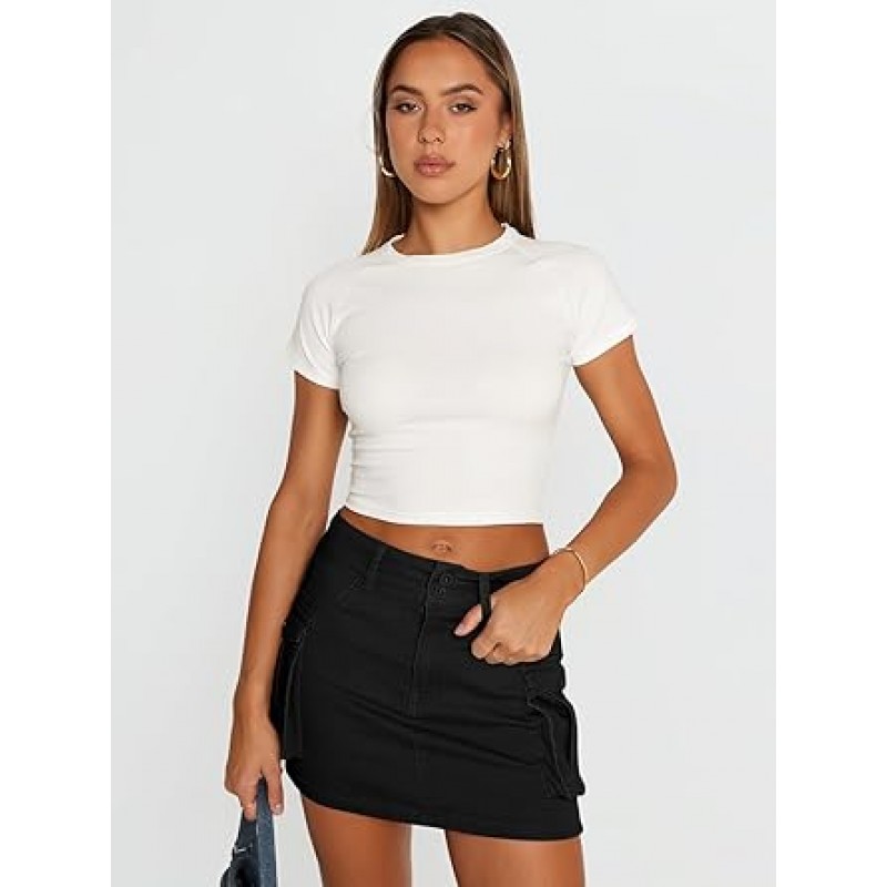 Women Cargo Mini Skirt Denim Jean Dress with Pocket