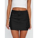 Women Cargo Mini Skirt Denim Jean Dress with Pocket