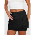 Women Cargo Mini Skirt Denim Jean Dress with Pocket