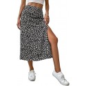 Women Floral Sexy Slit Slip Midi Skirts Boho High Waisted Summer Skirts