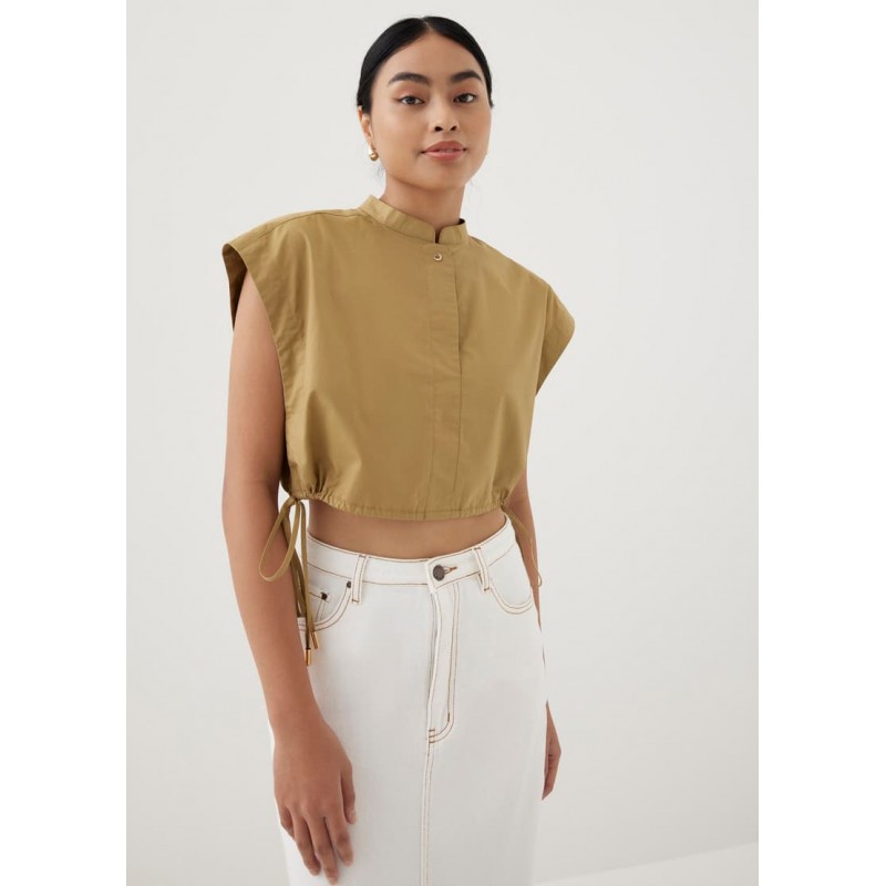 Crop Mandarin Collar Top
