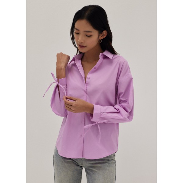 Relaxed Tie Cuff Sleeve Shirt