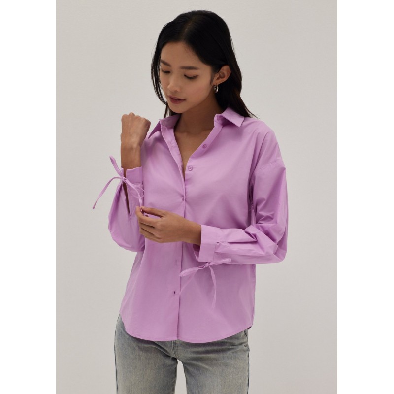 Relaxed Tie Cuff Sleeve Shirt