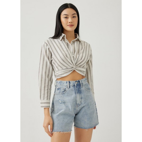 Striped Twist Front Shirt