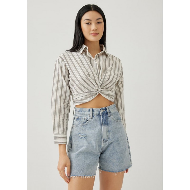 Striped Twist Front Shirt