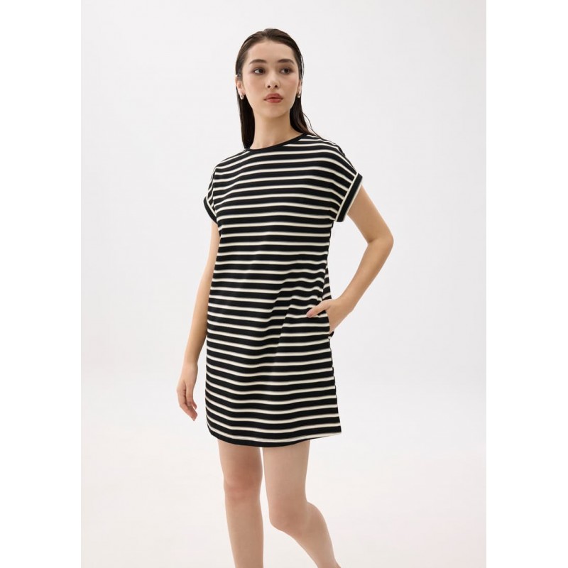 Striped Jersey Shift Mini Dress