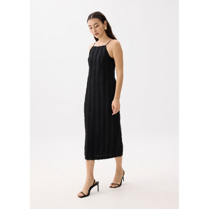 Straight Neck Column Midaxi Dress