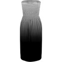 Women Smocked High Waist Gradient Bandeau Dresses Strapless Backless Casual Fashion Summer Flowy A-Line Beach Dress