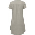 Women Short Sleeve Swing Tunic Cotton Linen T-Shirt Dress Summer Trendy Dressy Casual V Neck Knee Length Plain Dress