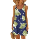 Funny Ginkgo Leaves Print Sundress Women 2024 Summer Casual Sleeveless Tunic Mini Dress Trendy Loose Tank Dresses