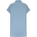 Plus Size Women Classic Short Sleeve T-Shirt Jean Dress Summer Lapel Button Down Midi Thin Denim Dress with Pockets